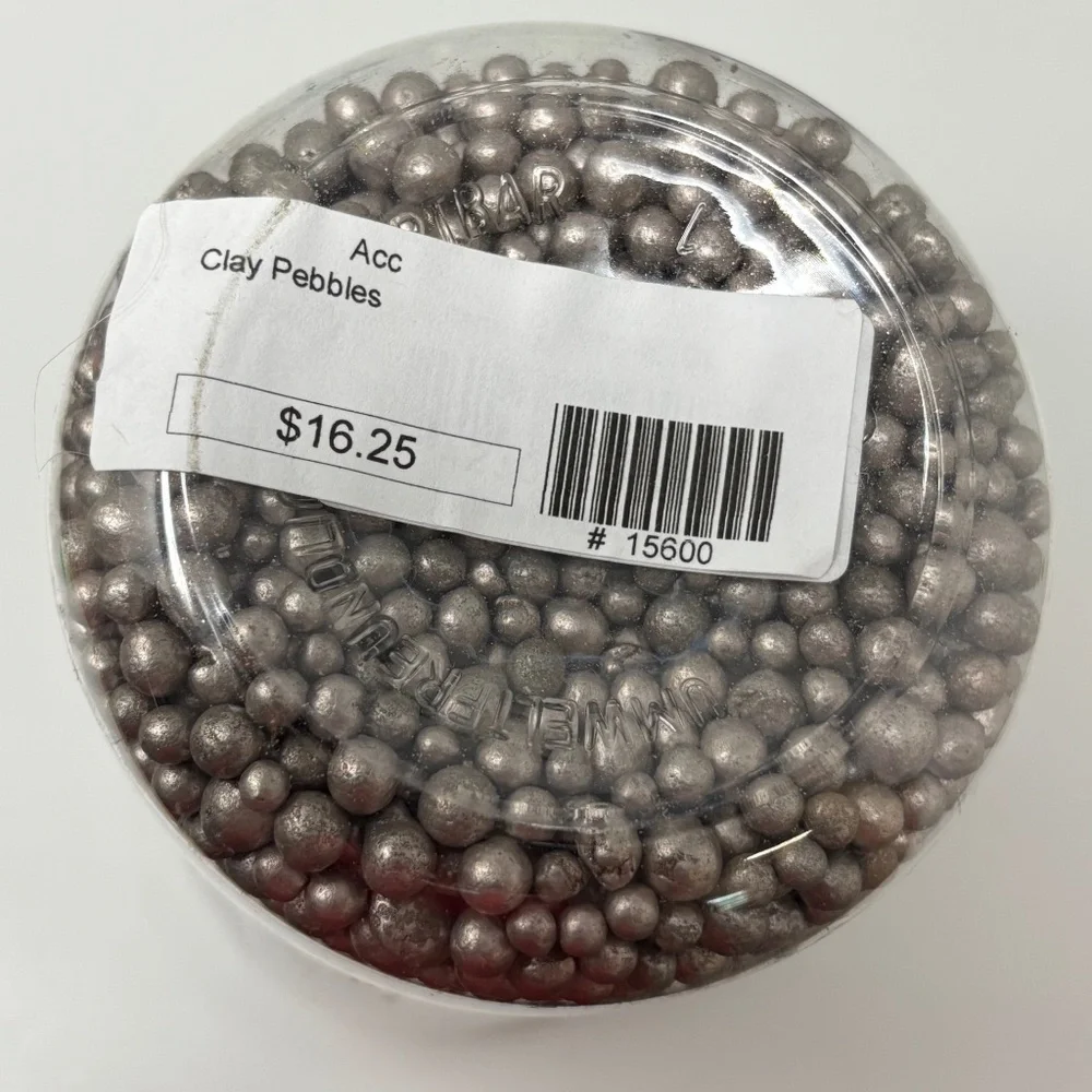 Accent Decor Two Large Jars Vase Filler Decor Pewter Silver Small Clay Pebbles